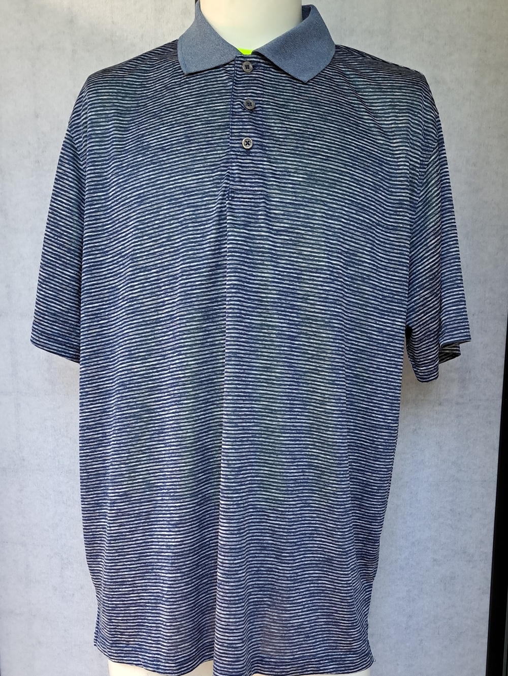 Antigua Navy and White Heathered Stripe Polo